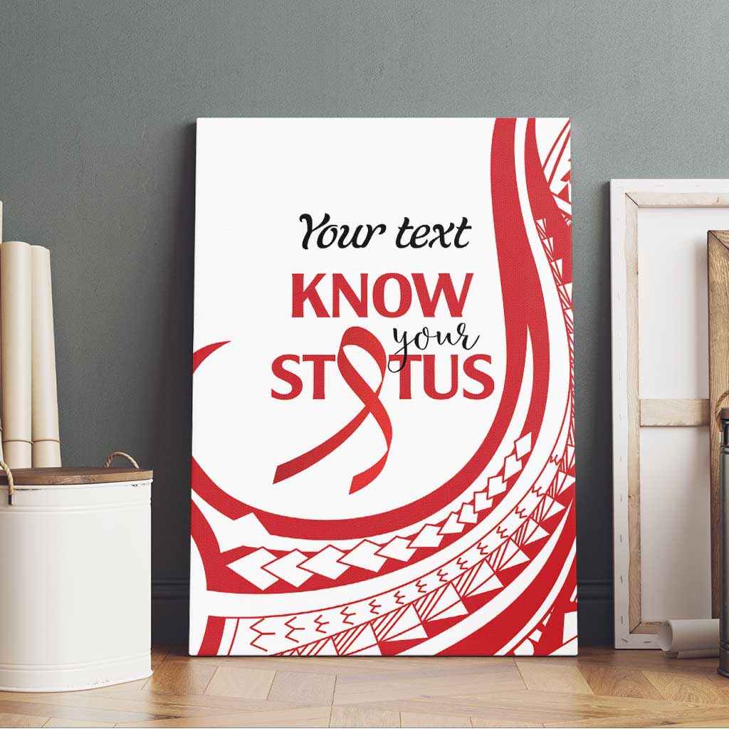 Know Your Status Red Ribbon Personalised Canvas Wall Art Polynesian AIDS Awareness LT9 - Polynesian Pride