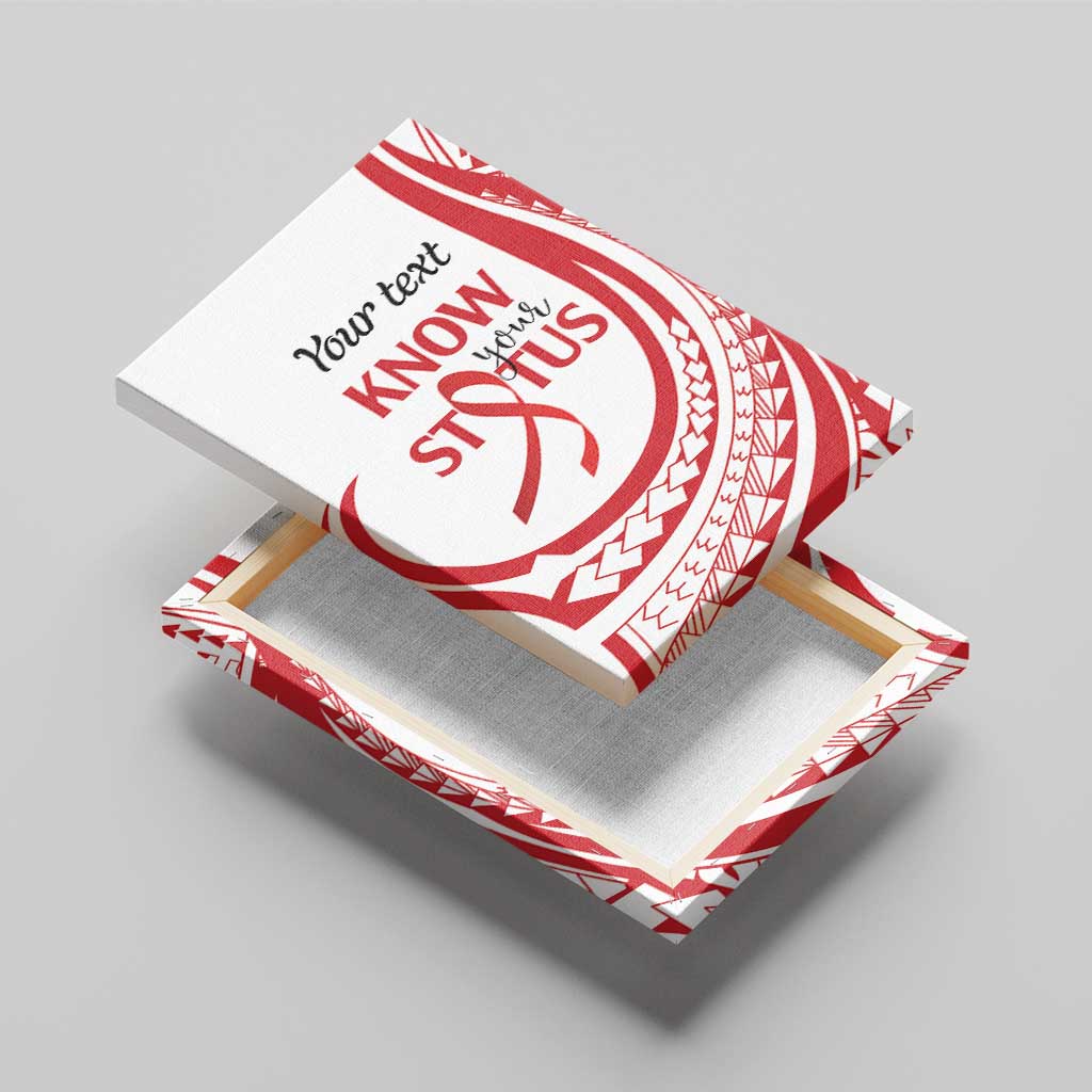 Know Your Status Red Ribbon Personalised Canvas Wall Art Polynesian AIDS Awareness LT9 - Polynesian Pride