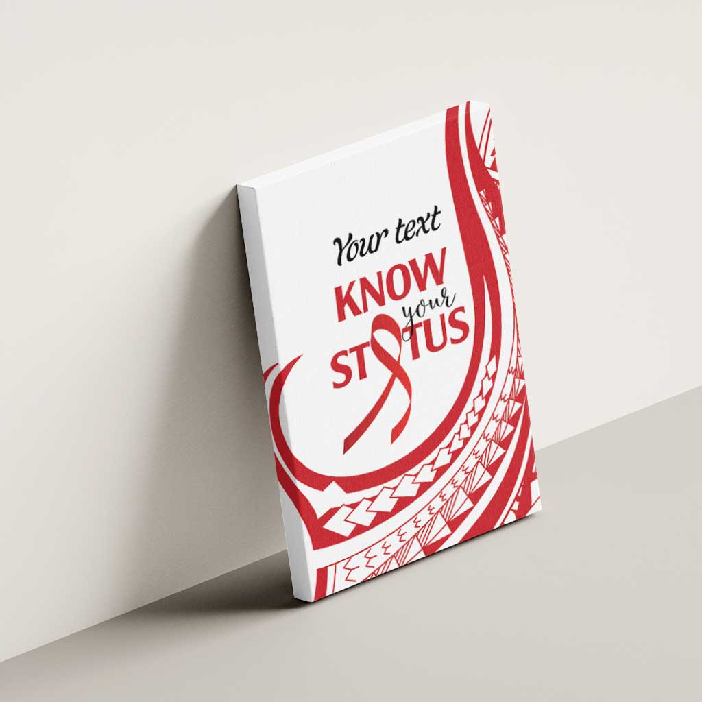 Know Your Status Red Ribbon Personalised Canvas Wall Art Polynesian AIDS Awareness LT9 - Polynesian Pride