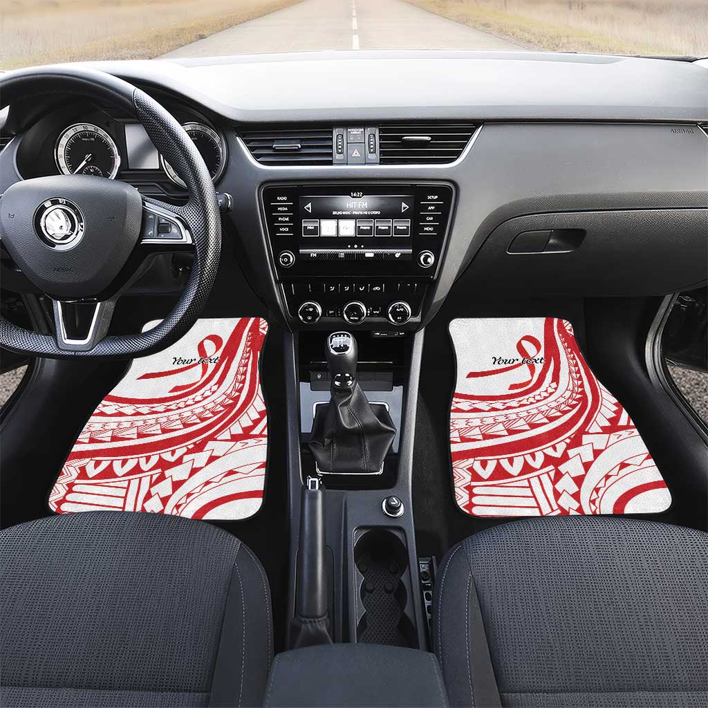 Know Your Status Red Ribbon Personalised Car Mats Polynesian AIDS Awareness LT9 Set 2pcs - Front Red - Polynesian Pride