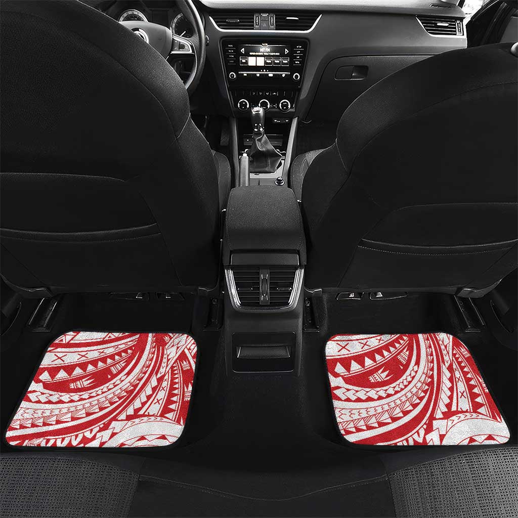 Know Your Status Red Ribbon Personalised Car Mats Polynesian AIDS Awareness LT9 Set 2pcs - Back Red - Polynesian Pride