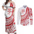 Know Your Status Red Ribbon Personalised Couples Matching Off Shoulder Maxi Dress and Long Sleeve Button Shirt Polynesian AIDS Awareness