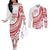 Know Your Status Red Ribbon Personalised Couples Matching Off The Shoulder Long Sleeve Dress and Long Sleeve Button Shirt Polynesian AIDS Awareness