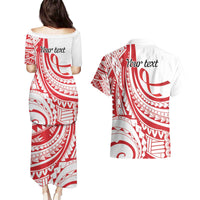 Know Your Status Red Ribbon Personalised Couples Matching Puletasi and Hawaiian Shirt Polynesian AIDS Awareness LT9 - Polynesian Pride