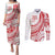 Know Your Status Red Ribbon Personalised Couples Matching Puletasi and Long Sleeve Button Shirt Polynesian AIDS Awareness