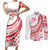 Know Your Status Red Ribbon Personalised Couples Matching Short Sleeve Bodycon Dress and Long Sleeve Button Shirt Polynesian AIDS Awareness