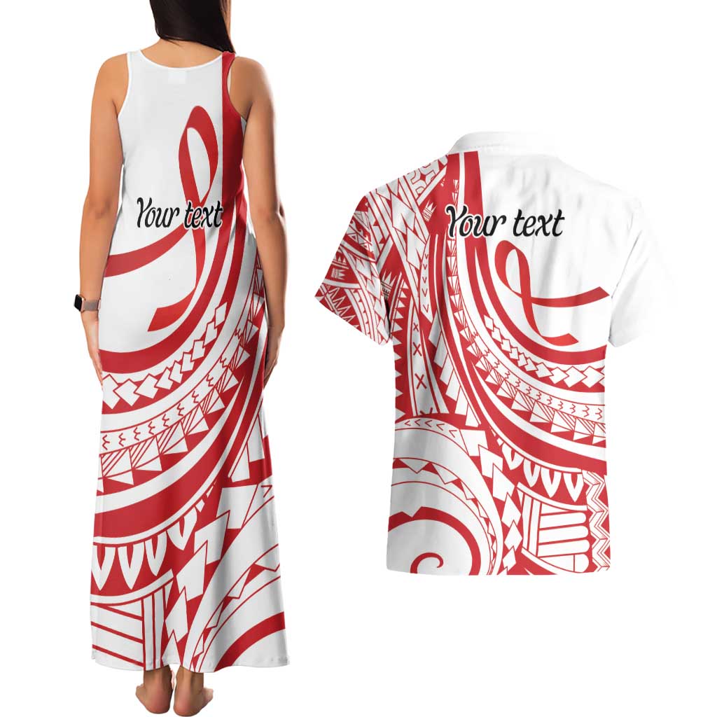 Know Your Status Red Ribbon Personalised Couples Matching Tank Maxi Dress and Hawaiian Shirt Polynesian AIDS Awareness LT9 - Polynesian Pride