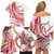 Know Your Status Red Ribbon Personalised Family Matching Off Shoulder Short Dress and Hawaiian Shirt Polynesian AIDS Awareness