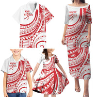Know Your Status Red Ribbon Personalised Family Matching Puletasi and Hawaiian Shirt Polynesian AIDS Awareness LT9 - Polynesian Pride