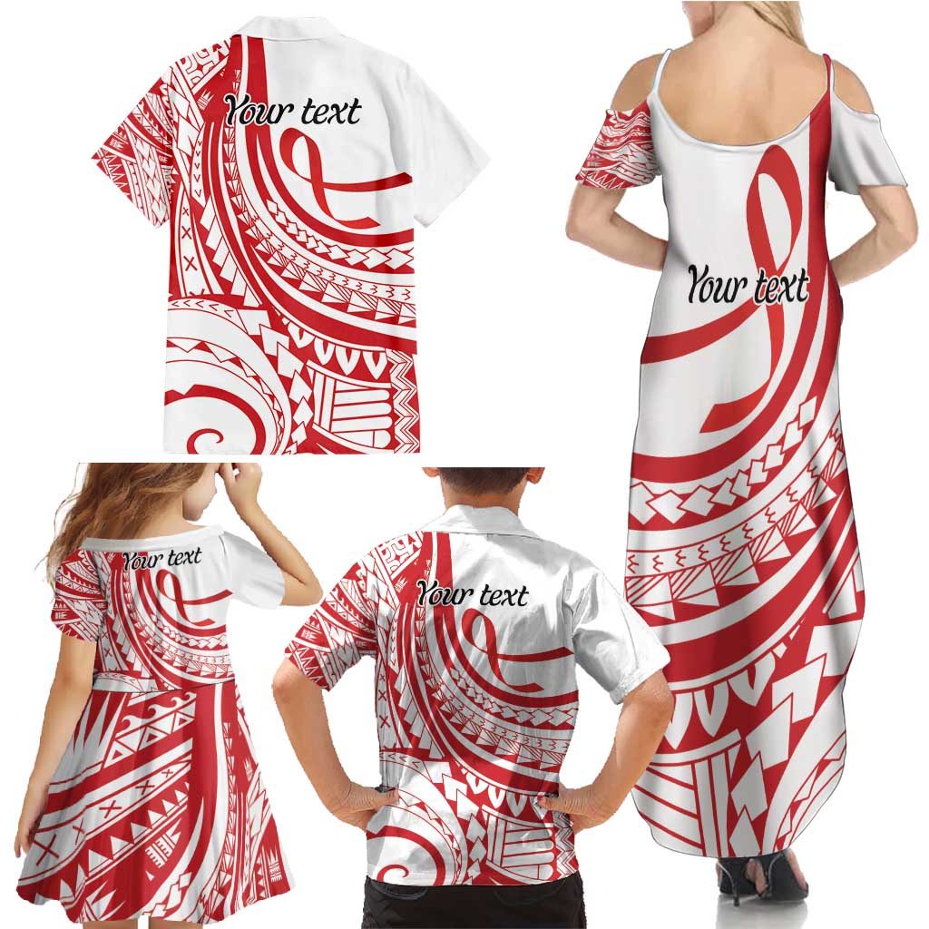 Know Your Status Red Ribbon Personalised Family Matching Summer Maxi Dress and Hawaiian Shirt Polynesian AIDS Awareness LT9 - Polynesian Pride