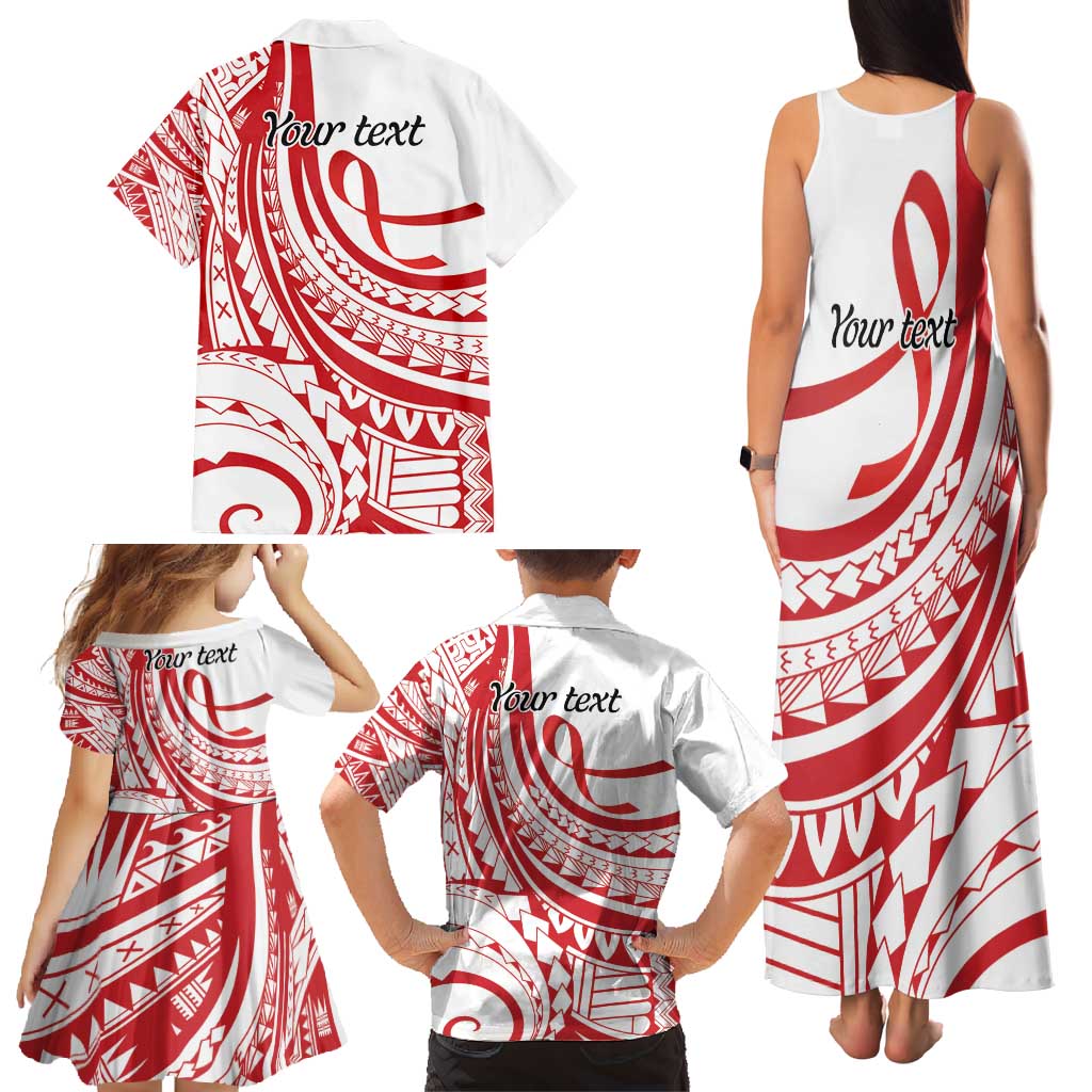 Know Your Status Red Ribbon Personalised Family Matching Tank Maxi Dress and Hawaiian Shirt Polynesian AIDS Awareness LT9 - Polynesian Pride