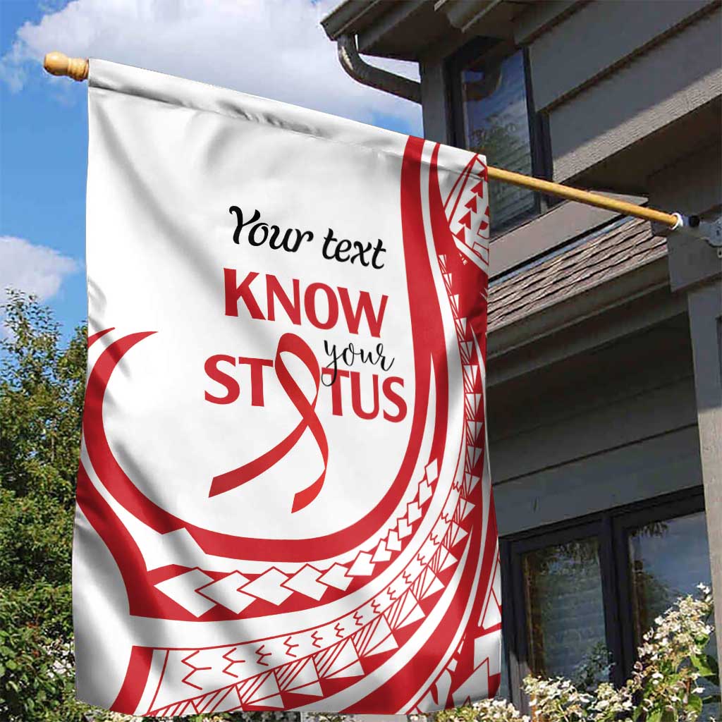 Know Your Status Red Ribbon Personalised Garden Flag Polynesian AIDS Awareness LT9 - Polynesian Pride