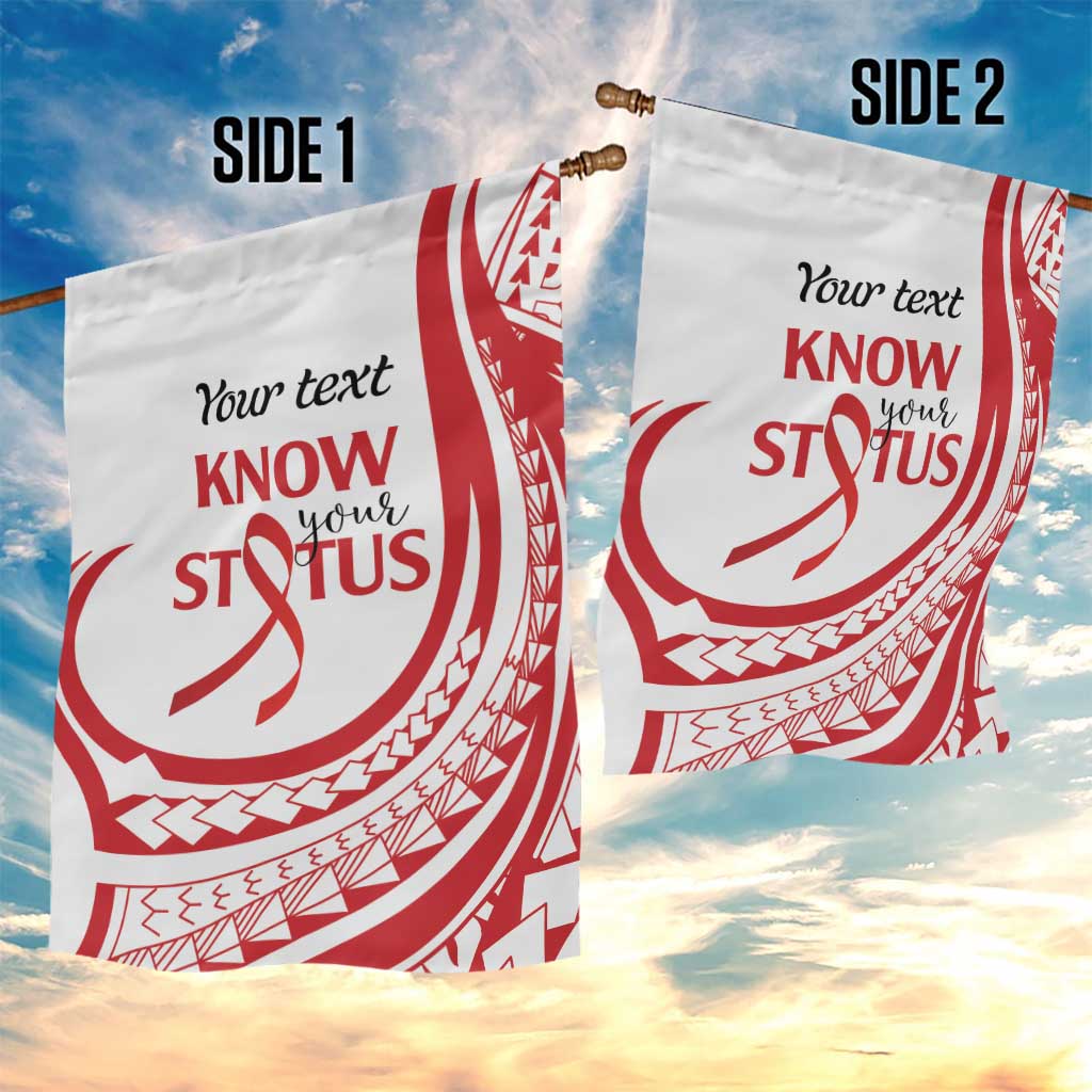 Know Your Status Red Ribbon Personalised Garden Flag Polynesian AIDS Awareness LT9 - Polynesian Pride