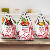 Know Your Status Red Ribbon Personalised Grocery Bag Polynesian AIDS Awareness LT9 3-pack One Size Red - Polynesian Pride