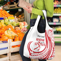 Know Your Status Red Ribbon Personalised Grocery Bag Polynesian AIDS Awareness LT9 - Polynesian Pride