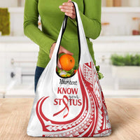 Know Your Status Red Ribbon Personalised Grocery Bag Polynesian AIDS Awareness LT9 - Polynesian Pride