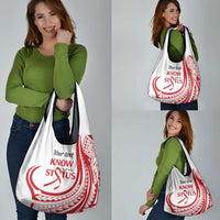 Know Your Status Red Ribbon Personalised Grocery Bag Polynesian AIDS Awareness LT9 - Polynesian Pride