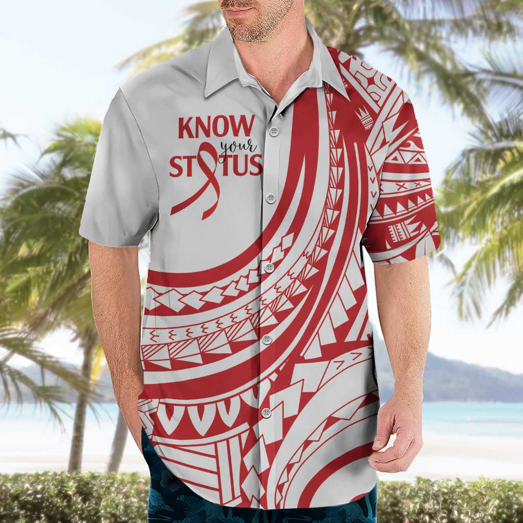 Know Your Status Red Ribbon Personalised Hawaiian Shirt Polynesian AIDS Awareness LT9 - Polynesian Pride