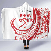 Know Your Status Red Ribbon Personalised Hooded Blanket Polynesian AIDS Awareness LT9 One Size Red - Polynesian Pride