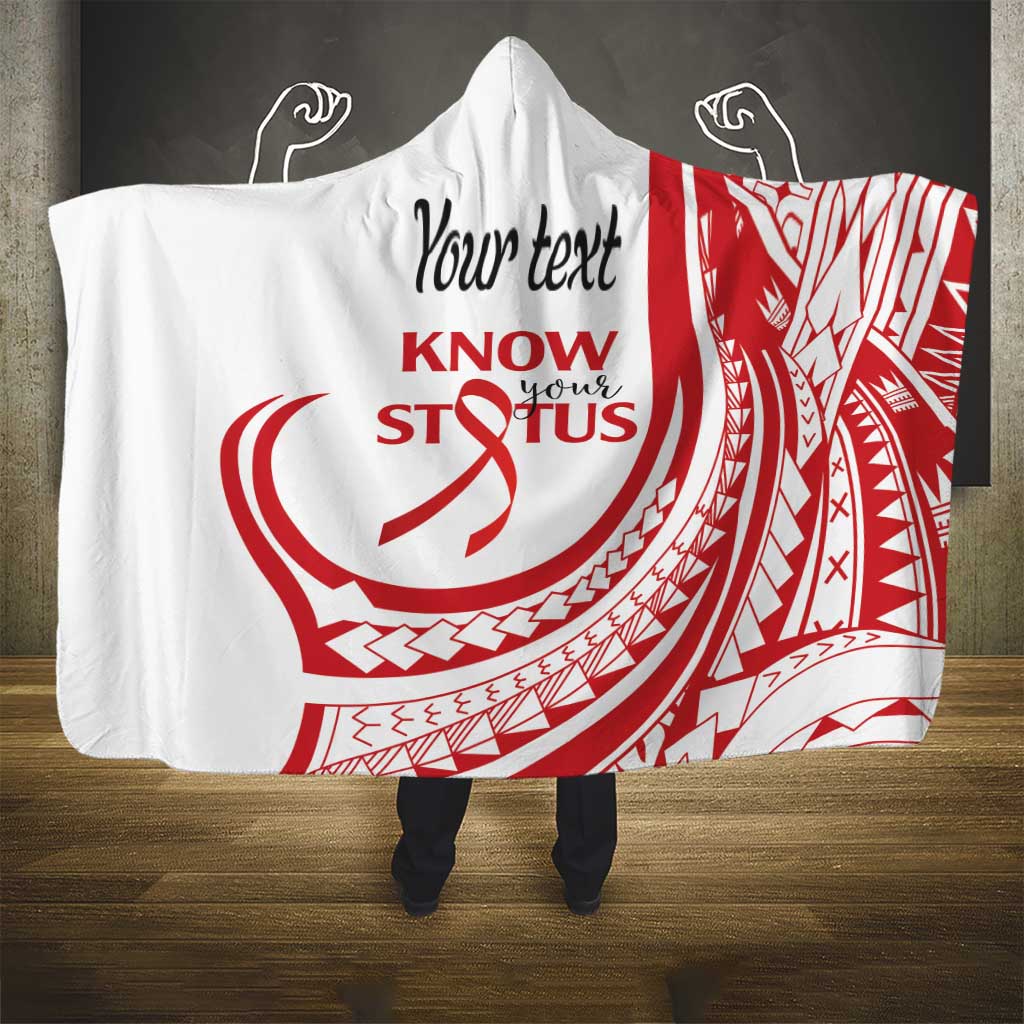 Know Your Status Red Ribbon Personalised Hooded Blanket Polynesian AIDS Awareness LT9 - Polynesian Pride
