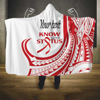 Know Your Status Red Ribbon Personalised Hooded Blanket Polynesian AIDS Awareness LT9 - Polynesian Pride