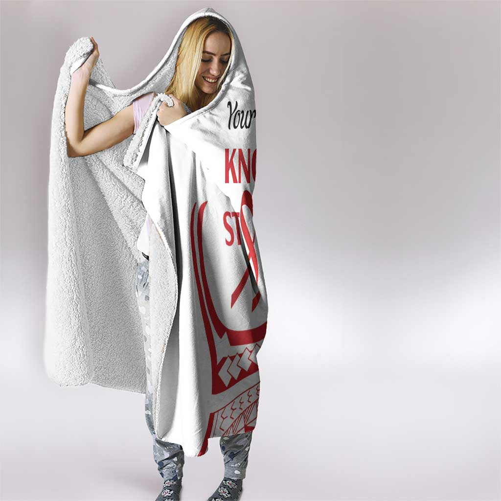 Know Your Status Red Ribbon Personalised Hooded Blanket Polynesian AIDS Awareness LT9 - Polynesian Pride