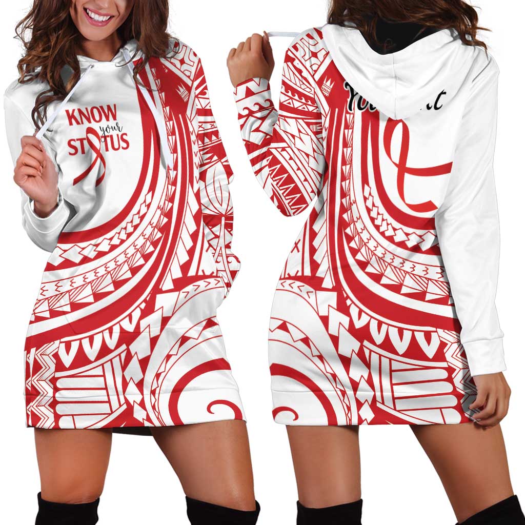 Know Your Status Red Ribbon Personalised Hoodie Dress Polynesian AIDS Awareness LT9 - Polynesian Pride