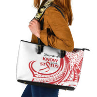 Know Your Status Red Ribbon Personalised Leather Tote Bag Polynesian AIDS Awareness LT9 Red - Polynesian Pride