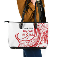 Know Your Status Red Ribbon Personalised Leather Tote Bag Polynesian AIDS Awareness LT9 - Polynesian Pride