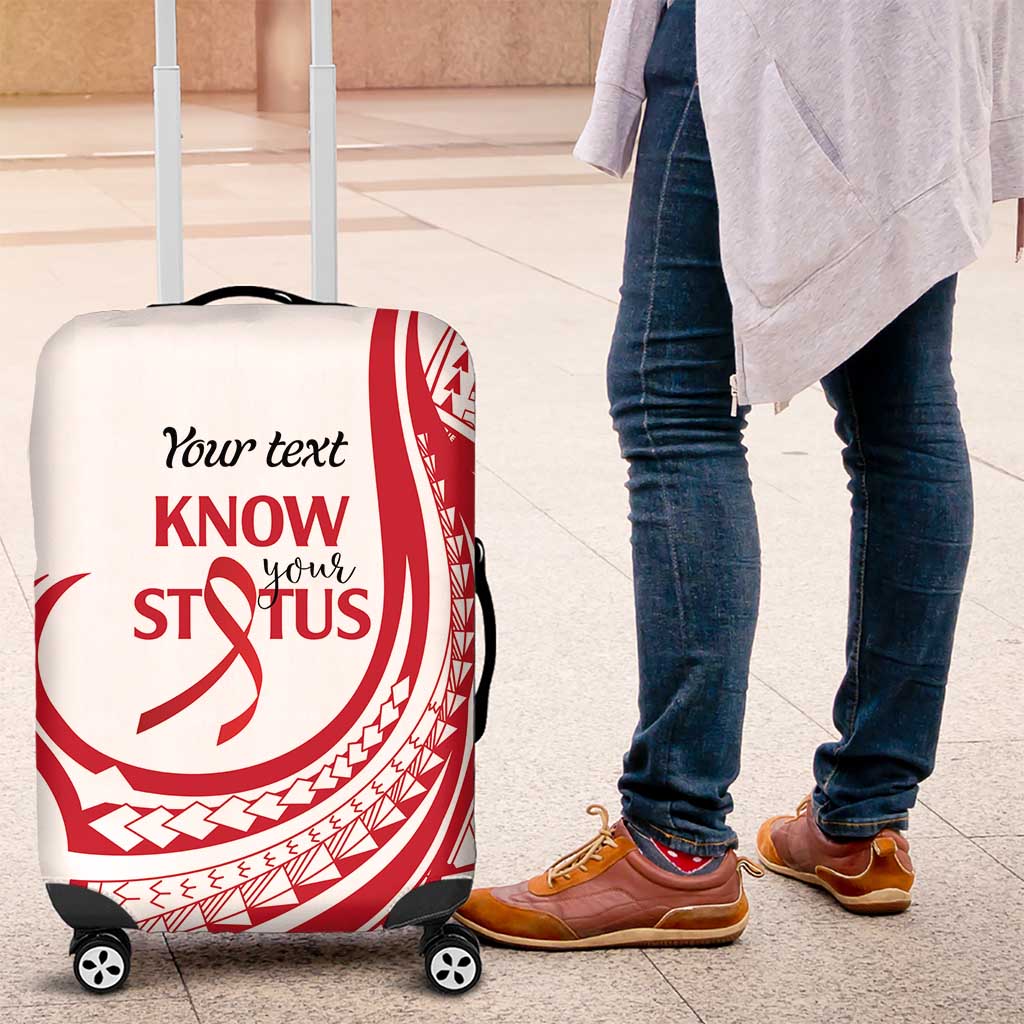 Know Your Status Red Ribbon Personalised Luggage Cover Polynesian AIDS Awareness