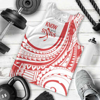 Know Your Status Red Ribbon Personalised Men Tank Top Polynesian AIDS Awareness LT9 - Polynesian Pride