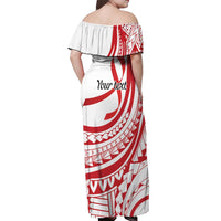 Know Your Status Red Ribbon Personalised Off Shoulder Maxi Dress Polynesian AIDS Awareness LT9 - Polynesian Pride