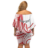 Know Your Status Red Ribbon Personalised Off Shoulder Short Dress Polynesian AIDS Awareness LT9 - Polynesian Pride