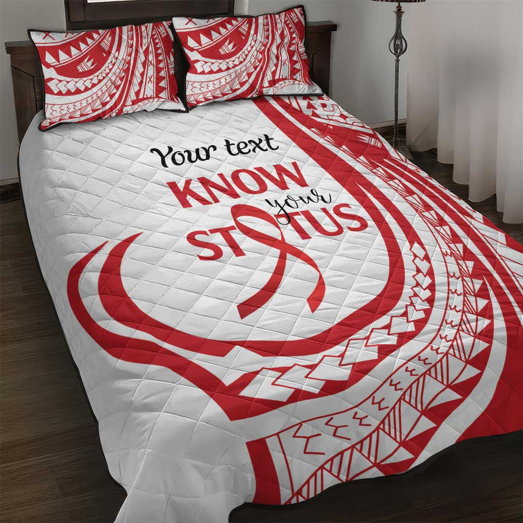 Know Your Status Red Ribbon Personalised Quilt Bed Set Polynesian AIDS Awareness