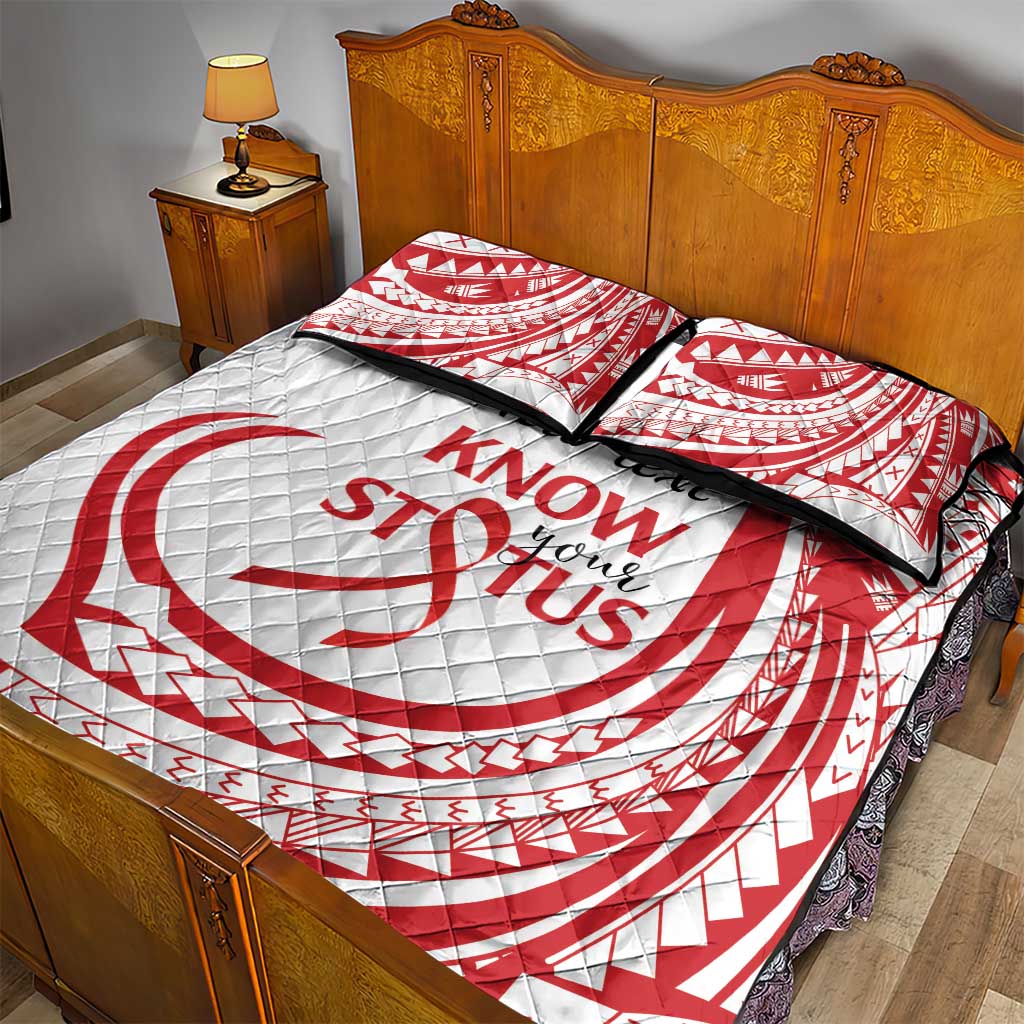 Know Your Status Red Ribbon Personalised Quilt Bed Set Polynesian AIDS Awareness LT9 - Polynesian Pride