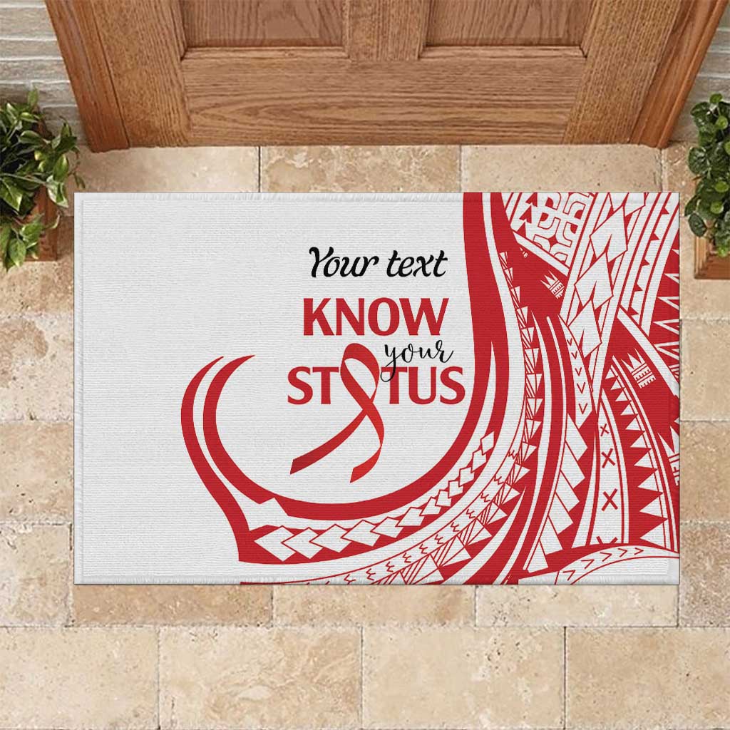 Know Your Status Red Ribbon Personalised Rubber Doormat Polynesian AIDS Awareness LT9 Red - Polynesian Pride