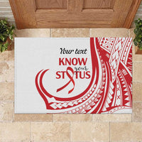 Know Your Status Red Ribbon Personalised Rubber Doormat Polynesian AIDS Awareness LT9 Red - Polynesian Pride