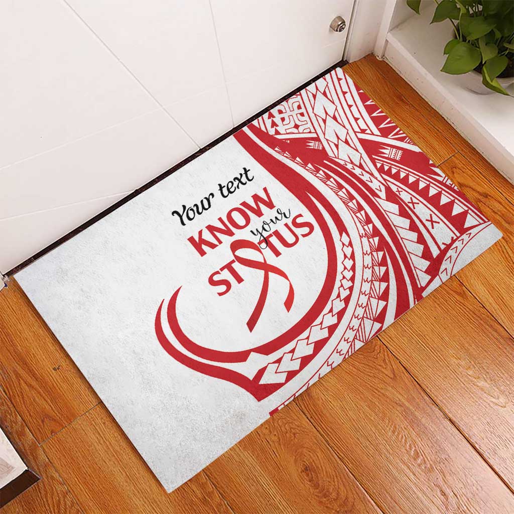 Know Your Status Red Ribbon Personalised Rubber Doormat Polynesian AIDS Awareness LT9 - Polynesian Pride