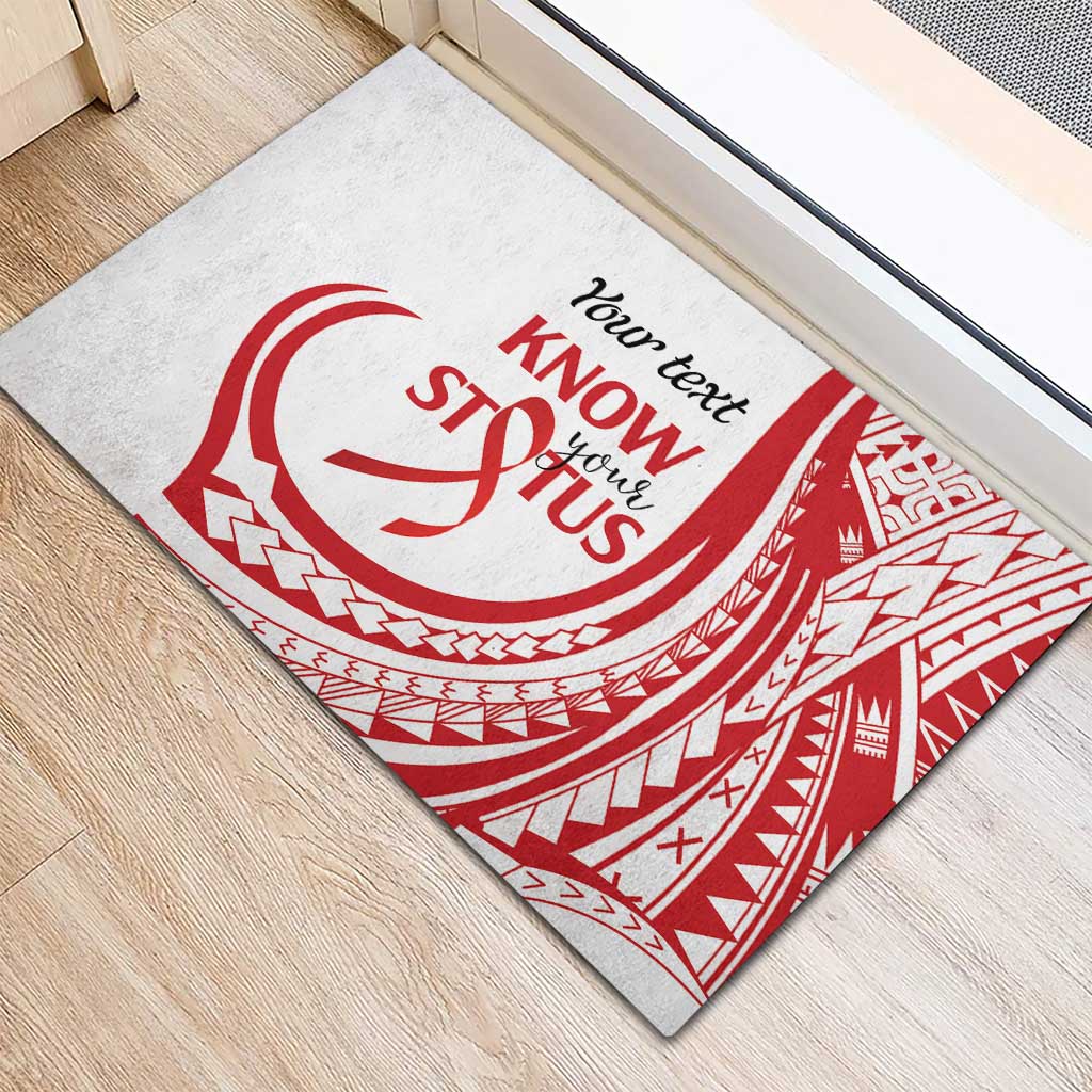 Know Your Status Red Ribbon Personalised Rubber Doormat Polynesian AIDS Awareness LT9 - Polynesian Pride