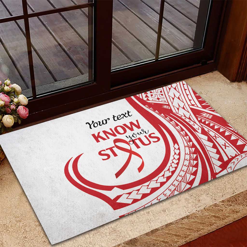 Know Your Status Red Ribbon Personalised Rubber Doormat Polynesian AIDS Awareness LT9 - Polynesian Pride