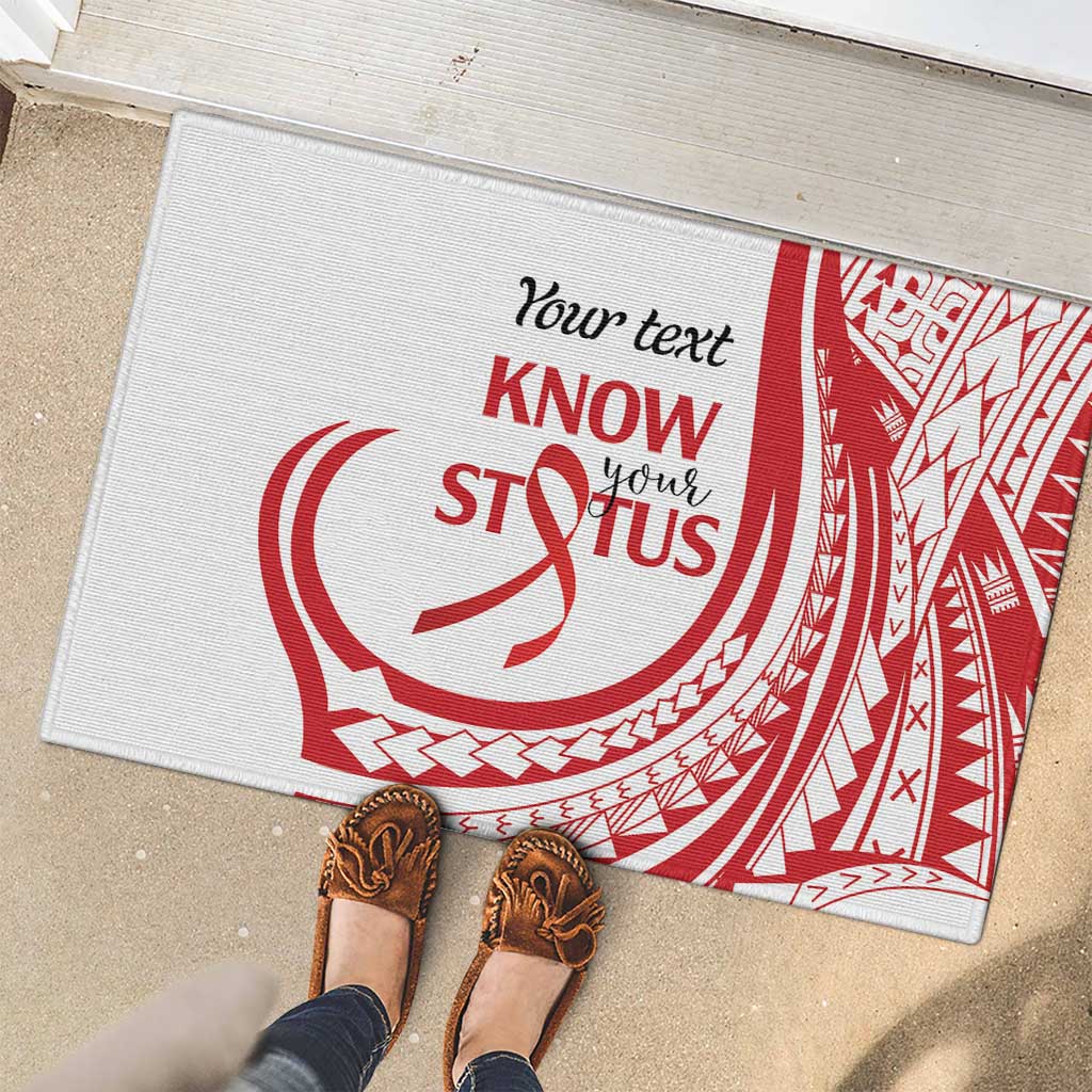 Know Your Status Red Ribbon Personalised Rubber Doormat Polynesian AIDS Awareness LT9 - Polynesian Pride