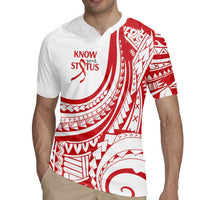 Know Your Status Red Ribbon Personalised Rugby Jersey Polynesian AIDS Awareness LT9 - Polynesian Pride