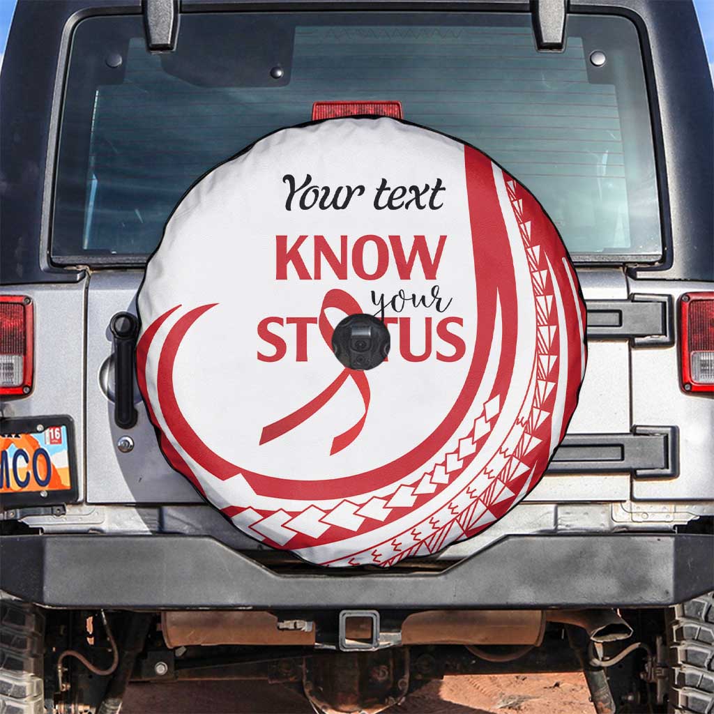 Know Your Status Red Ribbon Personalised Spare Tire Cover Polynesian AIDS Awareness