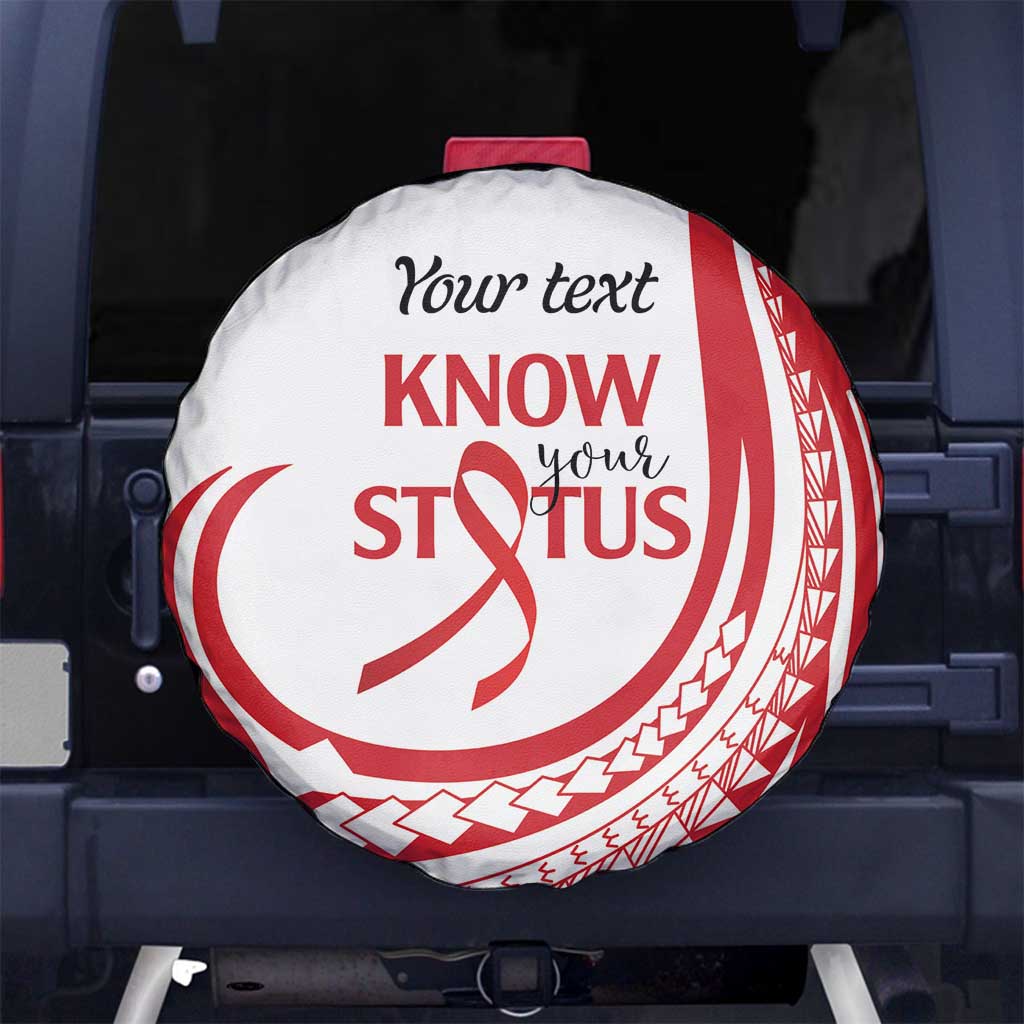 Know Your Status Red Ribbon Personalised Spare Tire Cover Polynesian AIDS Awareness LT9 - Polynesian Pride