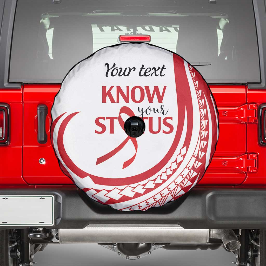Know Your Status Red Ribbon Personalised Spare Tire Cover Polynesian AIDS Awareness LT9 - Polynesian Pride