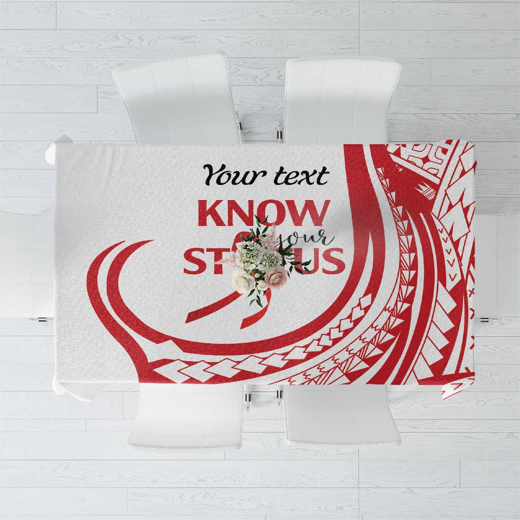 Know Your Status Red Ribbon Personalised Tablecloth Polynesian AIDS Awareness LT9 Red - Polynesian Pride