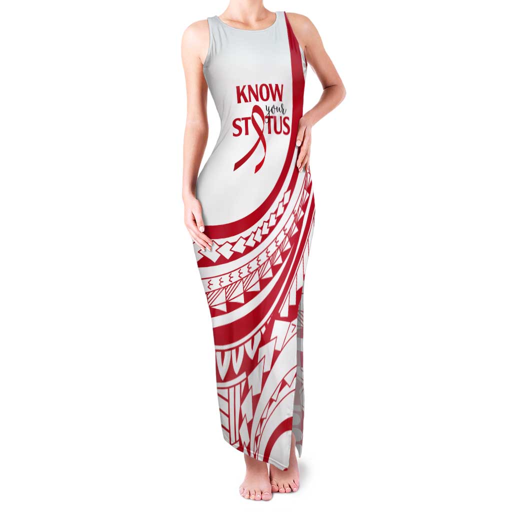 Know Your Status Red Ribbon Personalised Tank Maxi Dress Polynesian AIDS Awareness LT9 Women Red - Polynesian Pride