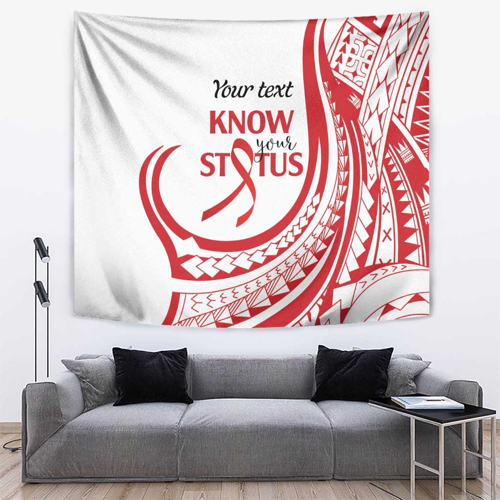 Know Your Status Red Ribbon Personalised Tapestry Polynesian AIDS Awareness