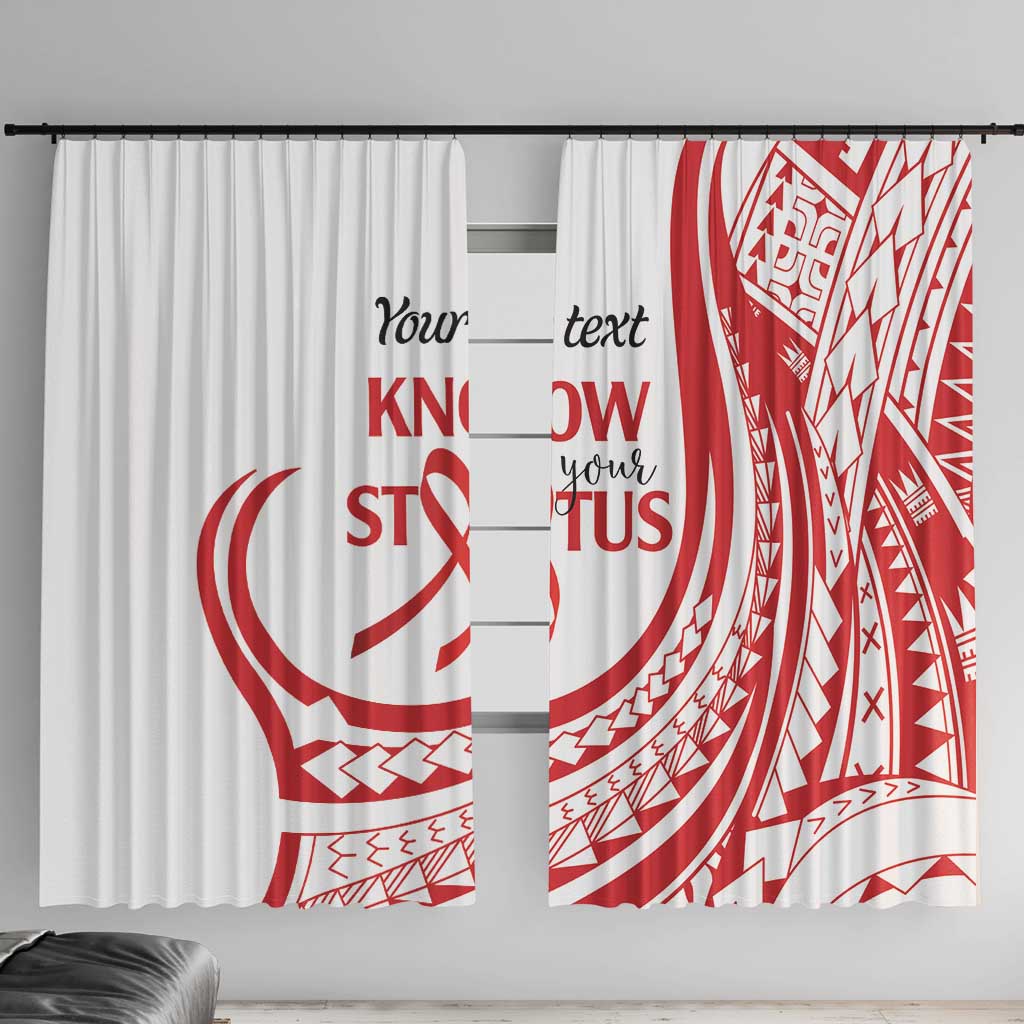 Know Your Status Red Ribbon Personalised Window Curtain Polynesian AIDS Awareness