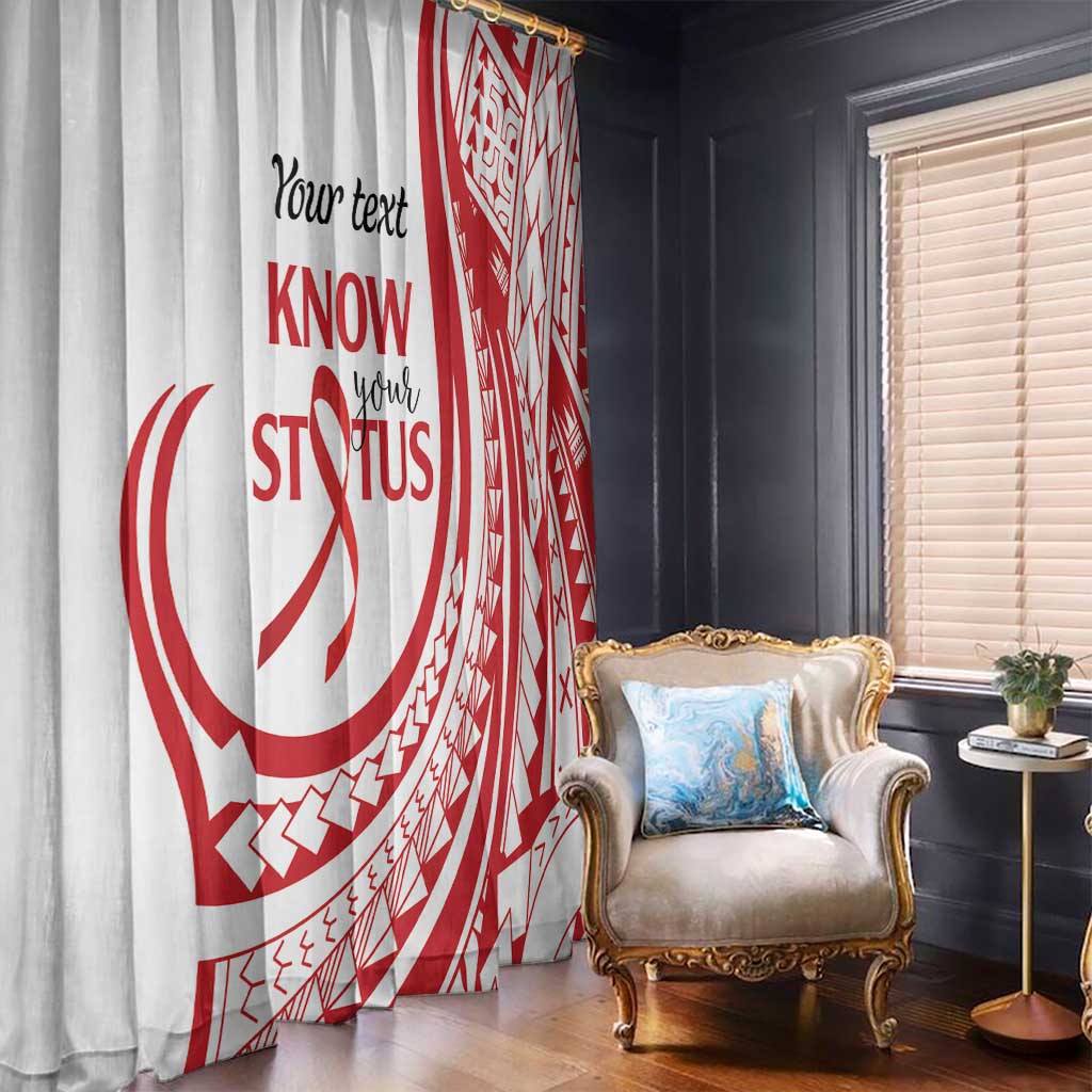 Know Your Status Red Ribbon Personalised Window Curtain Polynesian AIDS Awareness LT9 - Polynesian Pride